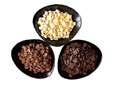 Legendary Callets Mix DARK/MILCH/WEIß 3 x 0.25 Kg - Original belgische Schoko Drops, für Schokoladen-Fondue und Schoko-Brunnen, Ganache, Glasur, zum Trinken usw. von Legendary - it's all about beans