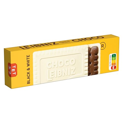 LEIBNIZ Choco Black & White, 125 g, knusprige Kakaokekse eingebettet in weiße Schokolade (1 x 125 g) von Leibniz