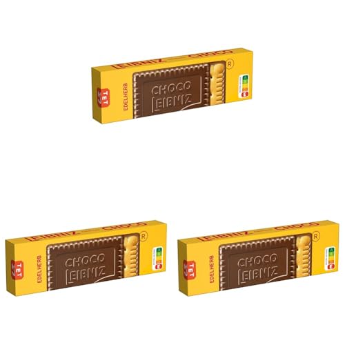 LEIBNIZ Choco Edelherb, 125 g, knusprige Butterkekse eingebettet in Zartbitterschokolade (1 x 125 g) (Packung mit 3) von Leibniz