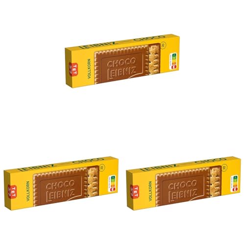 LEIBNIZ Choco Vollkorn, 125 g, knusprige Vollkornkekse eingebettet in zarte Milchschokolade (1 x 125 g) (Packung mit 3) von Leibniz