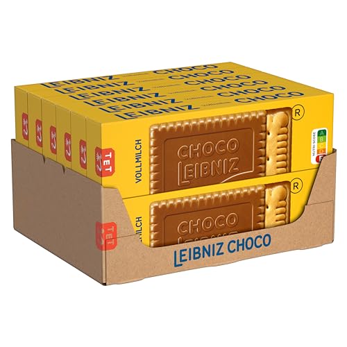 LEIBNIZ Choco Vollmilch, 12er Pack, knusprige Butterkekse eingebettet in zarte Milchschokolade, Großpackung als Vorrat oder zum Verkauf (12 x 125 g) von Leibniz