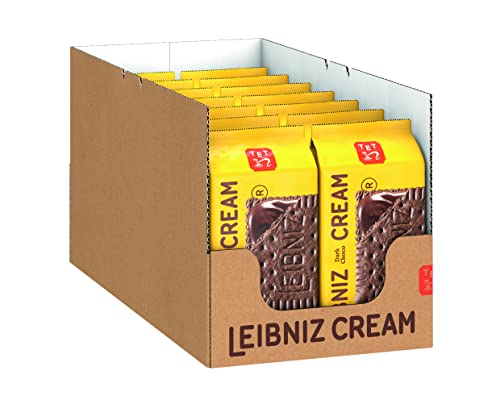 LEIBNIZ Cream Dark Choco, 14er Pack, knusprige Kakaoekse mit zarter Schokoladencreme, Großpackung als Vorrat oder zum Verkauf (14 x 190 g) von Leibniz