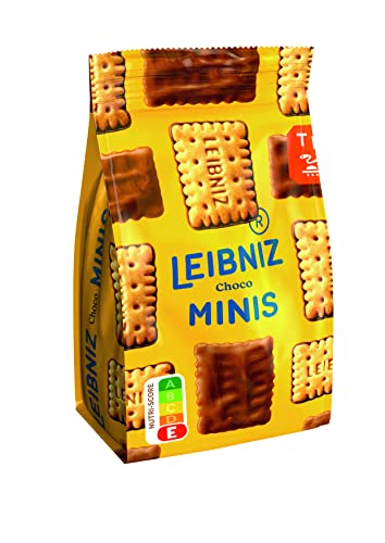 LEIBNIZ Minis Choco, 125 g, knusprige Kekse mit Milchschokolade im Kleinformat (1 x 125 g) von Leibniz