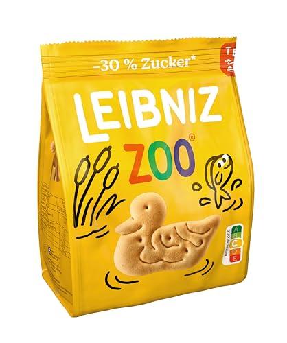 LEIBNIZ ZOO -30 % Zucker, 125 g, Butterkekse mit Motiven aus der Tierwelt, knusprige Kekse mit weniger Zucker (1 x 125 g) von Leibniz