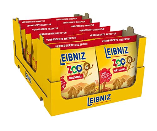 LEIBNIZ ZOO Original - 12er Pack – Mini-Butterkekse in lustigen Tier-Motiven für Kinder - ohne Palmöl – im Vorteilspack (12 x 125 g) von Leibniz