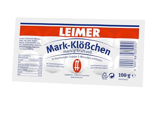 LEIMER Mark-Klößchen 200g – Markig-kraftvolle Klößchen für die schnelle klassische Suppeneinlage (1 x 200g) von Leimer