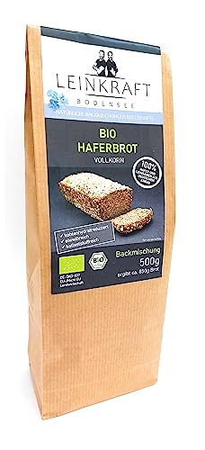 Bio Haferbrot Glutenarm DIE Brotbackmischung mit Leinmehl Vollkorn Lower Carb von Leinkraft Bodensee (1000g) von Leinkraft Bodensee