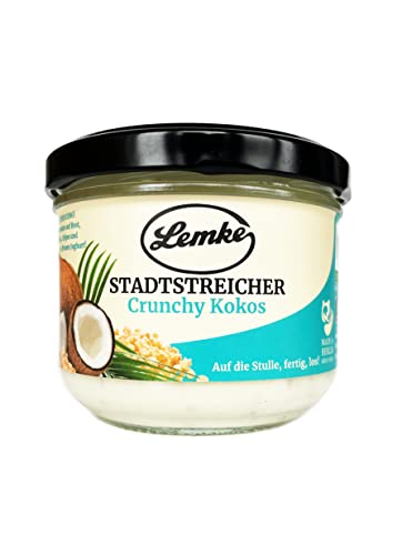 Lemke Kokoscreme mit Kokoskrokant / Kokosaufstrich - Stadtstreicher Crunchy Kokos (1x250g) von Lemke - Feines Berliner Marzipan seit 1902