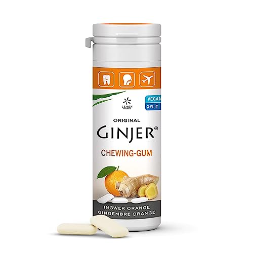 Original GINJER® Ingwer Kaugummi Orange von Lemon Pharma, Vegan und Zuckerfrei von Lemon Pharma
