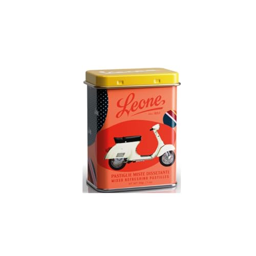 Leone® | Durstlöschende gemischte Bonbons | Leone Glutenfreie Pastillen | Bonbons Leone Dose Vespa Bianca Retrò - 1 x 30 Gr von Leone