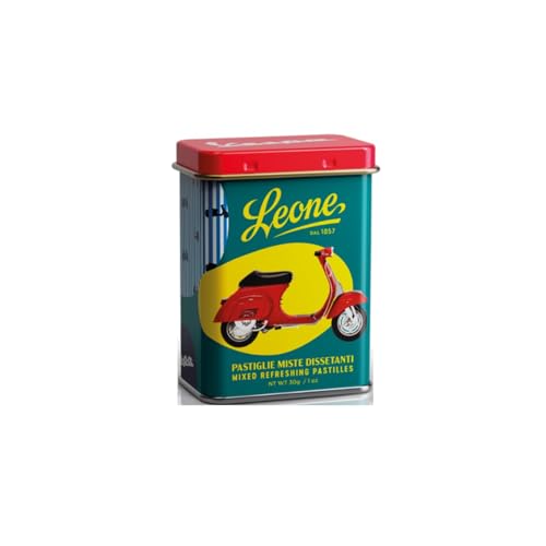 Leone® | Durstlöschende gemischte Bonbons | Leone Glutenfreie Pastillen | Bonbons Leone Dose Vespa Rossa Retrò - 1 x 30 Gr von Leone