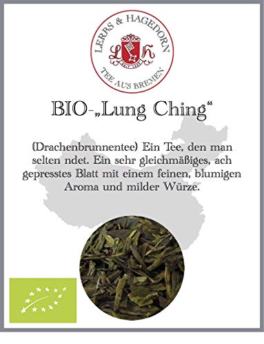 Lerbs & Hagedorn, China Bio Tee Lung Ching Grade I | Mile Würze und Fein Blumiger Geschmack 1kg (ca. 81 Liter) Gleichmäßig flaches Blatt von Lerbs & Hagedorn