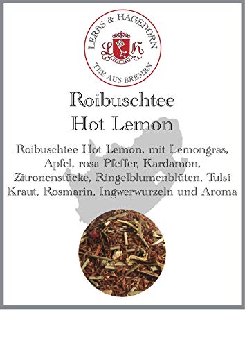 Lerbs & Hagedorn, Roibuschtee Hot Lemon | 1.5kg (ca. 122 Liter) Lemongras, Apfel, rosa Pfeffer, Kardamon, Zitronenstücke von Lerbs & Hagedorn