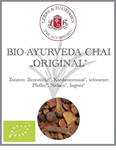 Lerbs & Hagedorn, Chaitee Ayurveda Chai Original Bio | Zimtig, Würzig 2kg Ca. (160 Liter) Zimtstücke Bio, Schwarze Pfefferkörner Bio von Lerbs & Hagedorn