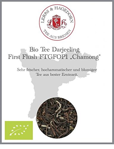 Lerbs & Hagedorn, Bio Tee Darjeeling First Flush FTGFOP1 „Chamong“ |Hocharomatisch, Blumig 1kg (ca. 81 Liter), Schwarztee von Lerbs & Hagedorn