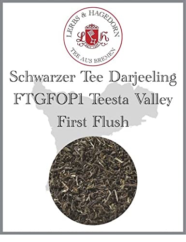 Lerbs & Hagedorn, Schwarzer Tee Darjeeling FTGFOP1 Teesta Valley First Flush |Blumigen Nussartig 1kg (ca. 81 Liter) First Flush Tippy Golden Flowery Orange Pekoe von Lerbs & Hagedorn