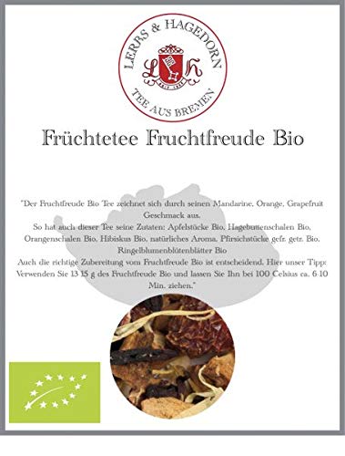 Lerbs & Hagedorn, Früchtetee Fruchtfreude Bio | Mandarine, Orange, Grapefruit 1kg Ca. (81 Liter) Apfelstücke Bio, Orangenschalen Bio von Lerbs & Hagedorn