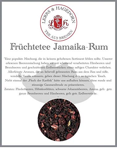 Lerbs & Hagedorn, Früchtetee Jamaika Rum | Saftiger Charakter 1kg (ca. 81 Liter) Mit Fliederbeeren, Hibiskusblüten, Erdbeeren von Lerbs & Hagedorn