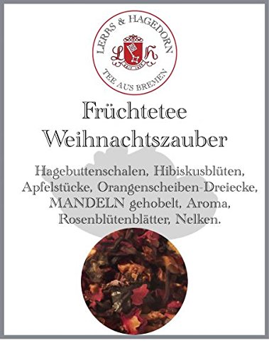 Lerbs & Hagedorn, Früchtetee Weihnachtszauber | Orangen Nelken Geschmack 250g (ca. 21 Liter) Hagebutten, Hibiskus, Apfel, Orangenstücke von Lerbs & Hagedorn