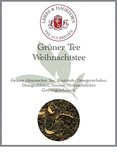 Lerbs & Hagedorn, Grüner Tee Weihnachtstee 1kg | Weihnachtlicher Gewürzgeschmack 1kg (Ca. 81 Liter) Zimtrinde, Orangenschalen von Lerbs & Hagedorn