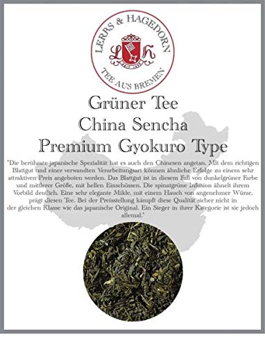 Lerbs & Hagedorn, Grüner Tee China Sencha Premium Gyokuro Type | Mit Einem Hauch von Angenehmer Würze 1kg (ca. 81 Liter) Dunkelgrüne Tasse von Lerbs & Hagedorn
