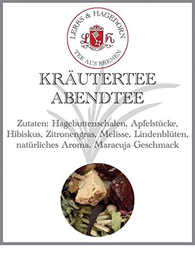 Lerbs & Hagedorn, Kräutertee Abendtee | Maracuja 2kg Ca. (162 Liter) Apfelstücke (Geröstet), Hagebuttenschalen, Hibiskus von Lerbs & Hagedorn