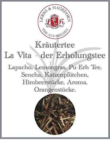 Lerbs & Hagedorn, La Vita der Revitalisierungstee | Zitrus Geschmack 250g (ca. 21 Liter) Lapacho, Lemongras, Pu-Erh Tee, Sencha, Katzenpfötchen von Lerbs & Hagedorn