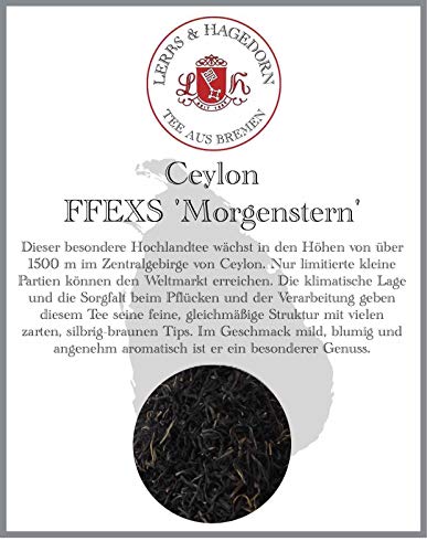 Lerbs & Hagedorn, Ceylon Tee FFEXS Morgenstern | Milder Blumiger Angenehmer Aromatischer Geschmack 1kg (ca. 82 Liter) Zarte Silbrig-Braune Tips von Lerbs & Hagedorn