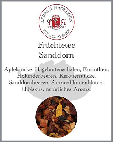 Lerbs & Hagedorn, Früchtetee Sanddorn | 1kg (ca. 50 Liter) Apfelstücke, Hagebuttenschalen, Korinthen, Holunderbeeren von Lerbs & Hagedorn