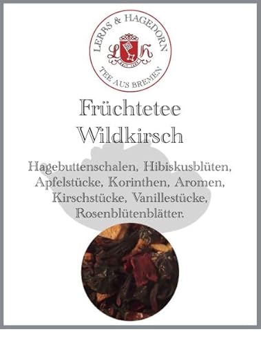 Lerbs & Hagedorn, Früchtetee Wildkirsch| Fruchtiger Geschmack 1.5kg (ca. 122 Liter) Korinthen, Kirschstücke, Vanillestücke, Rosenblütenblätter von Lerbs & Hagedorn