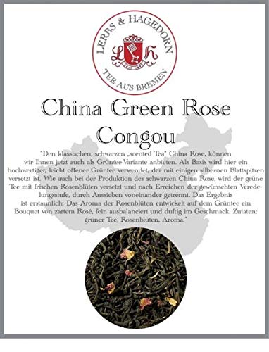 Lerbs & Hagedorn, Grüner Tee aromatisiert China Green Rose Congou | Duftiger Geschmack 1kg (ca. 81 Liter) Grüner Tee, Rosenblüten, Aroma von Lerbs & Hagedorn