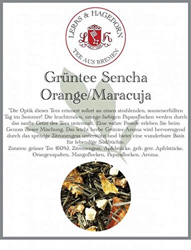 Lerbs & Hagedorn, Grüntee Sencha Orange/Maracuja | Leicht Herb Spritzig 1kg (ca. 81 Liter) Mit Zitronengras, Apfels, Orange, Mango, Papaya von Lerbs & Hagedorn