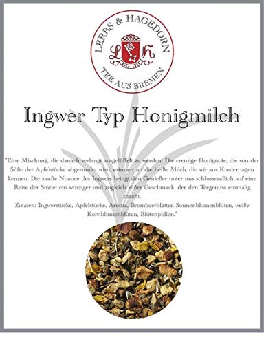 Lerbs & Hagedorn, Kräutertee Ingwer Typ Honigmilch | Würzig Süßer Geschmack 1kg (ca. 81 Liter) Mit Apfel,Brombeerblättern,Sonnenblumenblüten von Lerbs & Hagedorn