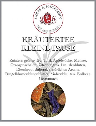 Lerbs & Hagedorn, Kräutertee Kleine PAuse | Erdbeere 1kg Ca. (81 Liter) Grüner Tee, Apfelstücke (Geröstet), Tulsi, Melisse, Orangenschalen, Zitronengras von Lerbs & Hagedorn