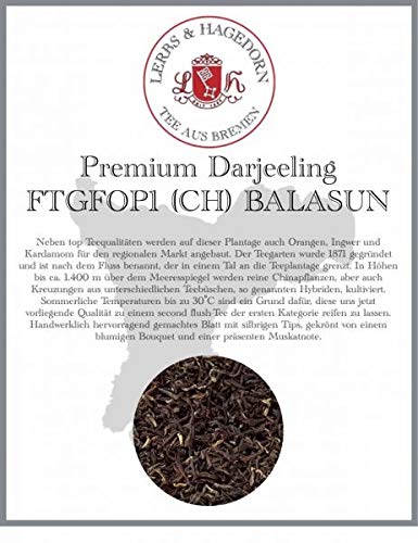 Lerbs & Hagedorn, Premium Darjeeling FTGFOP1 CH Balasun | Muskatnote Blumig1kg (ca. 81 Liter) First Flush Tippy Golden Flowery Orange Pekoe von Lerbs & Hagedorn