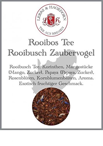 Lerbs & Hagedorn, Rooibos Tee Rooibusch Zaubervogel | Exotisch-fruchtiger Geschmack 1kg (Ca. 81 Liter) Korinthen, Mangostücke von Lerbs & Hagedorn