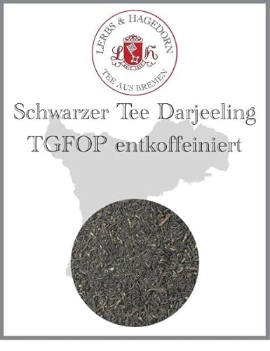 Lerbs & Hagedorn, Schwarzer Tee Darjeeling TGFOP entkoffeiniert | Schonender Geschmack Sanft Blumig 1kg (ca. 81 Liter) Tippy Golden Flowery Orange Pekoe von Lerbs & Hagedorn