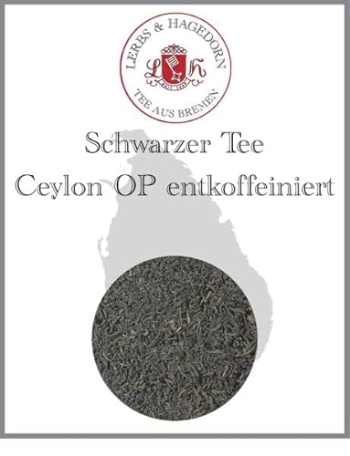 Lerbs & Hagedorn, Schwarzer Tee Ceylon OP entkoffeiniert | Mild Aromatisch 1kg (ca. 81 Liter) Orange Pekoe von Lerbs & Hagedorn