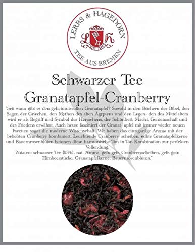 Lerbs & Hagedorn, Schwarzer Tee Granatapfel/Cranberry | Harmonisches Fruchtaroma 1kg (ca. 81 Liter) Mit Himbeerstücken, Bauernrosenblüten von Lerbs & Hagedorn