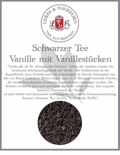 Lerbs & Hagedorn, Schwarzer Tee Vanille mit Vanillestücken |Exquisiter Intensiver Geschmack 1kg (ca. 81 Liter) Mit Vanillestücken von Lerbs & Hagedorn Bremen