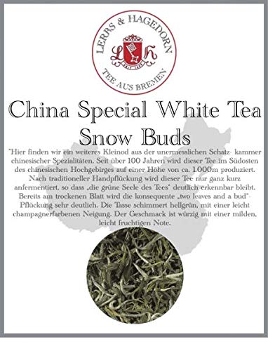 Lerbs & Hagedorn, Weißer Tee China Special White Tea Snow Buds | Würzig Mit Milder Fruchtnote 1kg (ca. 81 Liter) Hellgrün Champagnerfarbende Tasse von Lerbs & Hagedorn