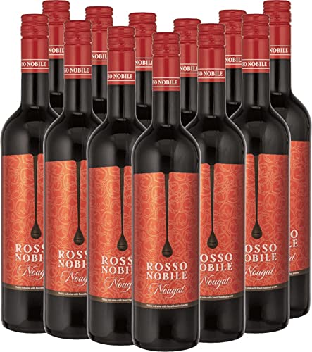 Rosso Nobile Nougat von Les Grands Chais de France - Rotwein 12 x 0,75l VINELLO - 12er - Weinpaket inkl. kostenlosem VINELLO.weinausgießer von Les Grands Chais de France