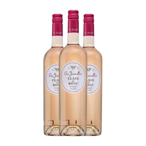 Les Jamelles Clair de Rose 75 cl Rosé-Wein (Karton mit 3 Flaschen von 75 cl) von Les Jamelles