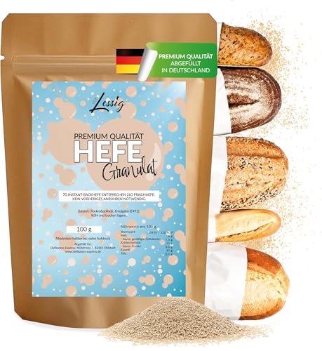 Lessig | 100g Trockenhefe - Trocken Hefe zum Backen - für Brotteig, Kuchen Teig, Pizza, Stollen, Hefezopf von Lessig