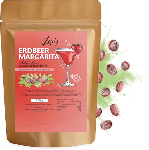 Lessig | 200g Cocktail Bonbons - Fruchtbonbons - Bonbon ohne Alkohol - Fruchtbonbon - hergestellt in deutscher Manufaktur (Erdbeer Margarita) von Lessig