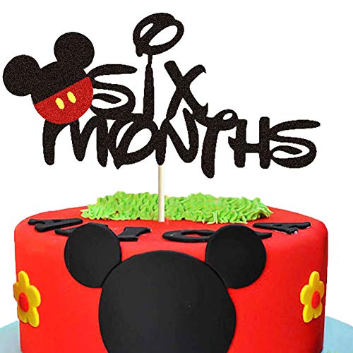 Mickey Six Months Cake Topper Mickey Mouse 1/2 Jahr Geburtstag Kuchen Dekor 6 Monate schwanger / ein halbes Jahr Geburtstag Babyparty Party Kuchen Supplies Dekorationen von LetDec