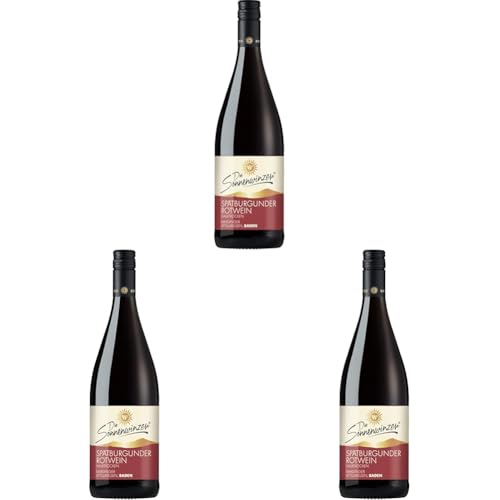 Die Sonnenwinzer Merdinger Attilafelsen Spätburgunder Rotwein Qualiätswein Halbtrocken (1 L) (Packung mit 3) von Liakai