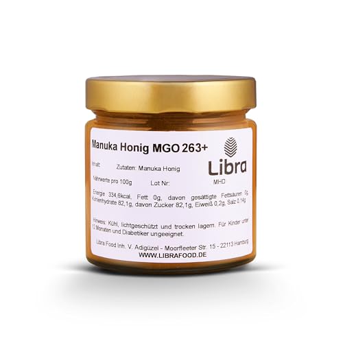 Libra 1kg Manuka Honig MGO 263+ | im Glas | aus Neuseeland | laborgeprüft in Deutschland | Libra Food von Libra