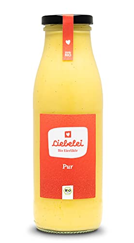 LIEBELEI - Bio Eierlikör Pur, 0.5l mit echter Bourbon Vanille, Cremiger Bio Eierlikör, 14% Vol., Geschenk für Weihnachten und Ostern von LIEBELEI