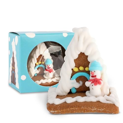 Mini Lebkuchenhaus Schneemann - Liebevoll gestaltetes Lebkuchenhäuschen - Ideal für Adventskalender, Nikolaus und als Wichtelgeschenk - Weihnachtliche Deko zum Essen 3,8cm hoch von Liebeskummerpillen von Liebeskummerpillen